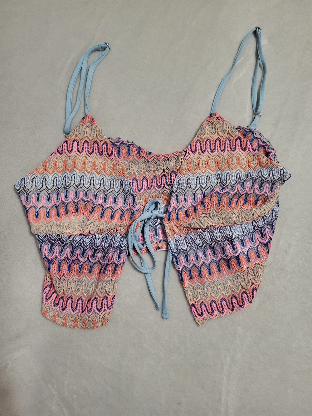 NWT H&M Divided Boho Crochet Tie Front Festival Crop Top Medium